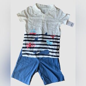 Kids Nautical Pajama Set - White and Blue